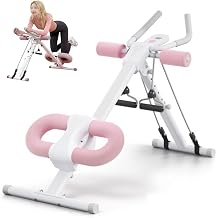Adjustable Ab Machine, Dual-Gear Ab Workout Equipment,Foldable Core Trainer with Smart LED Monitor & Knee Protection Pad, Abs Workout Equipment for Home Gym Full-Body Training