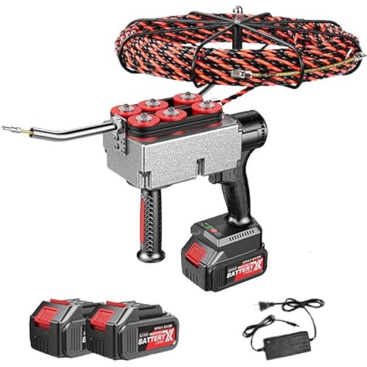 Battery Automatic Fish Tape Tools Wire Threading Electric Cable Lead Pipe Wearer Stringing Machine, Stepless Speed Change, Wall Electrical Wire Threader