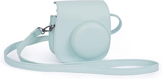 Instant Mini12 Protective Case for Instax Mini 12/11-Mint Green | Premium Leather Camera Bag Cover|with Film Pocket|Removable&Adjustable Strap