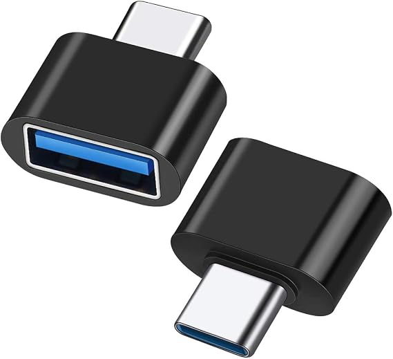 USB-C to USB Adapter 2 Pack, USB Type-C to USB-A Adapter Compatible with MacBook Pro, Samsung Galaxy Type-C Smartphone and Tablet, Black