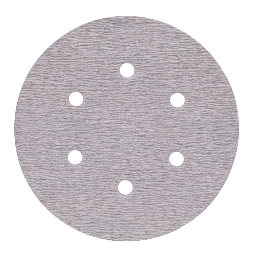 Norton A275 No-Fil Adalox NorGrip Abrasive Disc, 6 Vaccum Holes, Light Weight Paper Backing, Pressure Sensitive Adhesive, Aluminum Oxide, Waterproof, 6 Diameter, Grit 80 Pack of 100