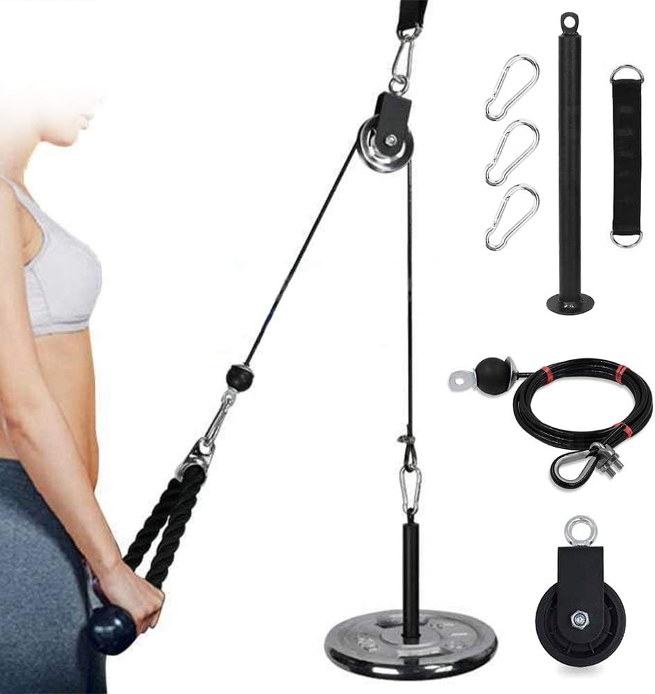 Pulley Cable Machine Attachment System with Upgraded Loading Pins Ultra Silent Removable 360 Degree Rotation Pulley Fitness Arm Bicep Triceps Strength Training Home Gym Training Equipment