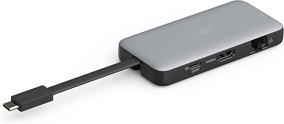 DIGITUS USB-C Travel Docking Station - 7-Port - 1x HDMI UltraHD 4k 60Hz - 2x USB-A 3.2 Gen1 - 1x Type-C 100W PD 3.0 - 1x RJ45 - Dual Card Reader - Grey