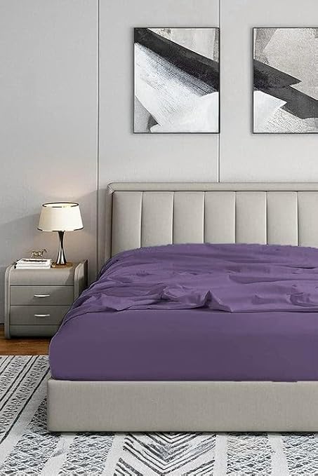 Soley | Jersey |%100 Doğal Pamuklu Çift Kişilik 160 x 200 Lastikli Çarşaf Mürdüm