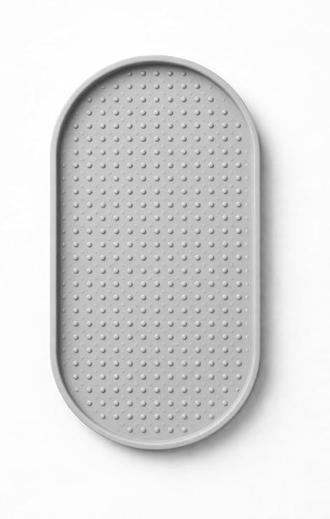 Busstier Silikon Yağdanlık ve Sıvı Sabunluk Altlığı 24x12 cm Kaymaz Isıya Dayanıklı Kolay Temizlenebilir Mutfak ve Banyo Tezgah Koruyucu Çok Amaçlı Şık Tasarım (Gri)