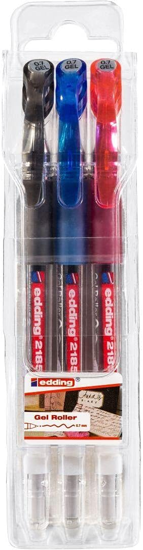 Edding 2185 gel roller (standard color), 3 pieces, 0.7 mm