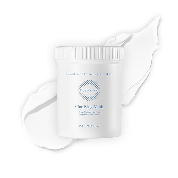OxygenCeuticals Clarifying Mask Kaolin Clay Wash-Off Mask for Sebum Control, Exfoliation and Acne Prevention (600ml/20.28oz)