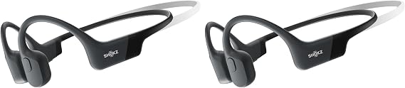 SHOKZ OpenRun Mini-Bone Conduction Headphones,Open-Ear Bluetooth Wireless Sport Headphones for Running & Workout,Sweat Resistant, Long 8H Playtime,Mic,with Hair Band-Black (Pack of 2)