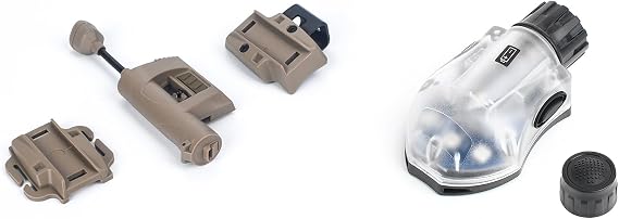 Tactical Helmet Light with 2 Helmet Lamp Mounts + Helmet Signal Light with IR Strobe + 5-Speed Blue LED Strobe