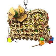 Bonka Bird Toys 2909 Large Seagrass Purse - Natural Eco-Friendly Parrot Cage Toy, African Grey, Macaws, Amazons, and Similar Breed Sizes