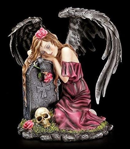 Gothic Engel Figur - Ich Bin Immer bei dir - Dark Angel Deko Fantasy Trauer Grabstein
