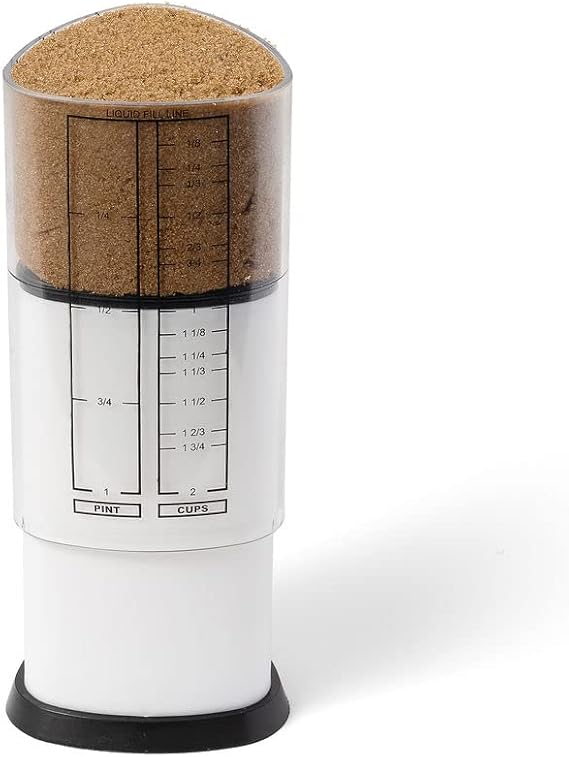 KitchenArt 2 Cup Tri Adjust A-Cup, Easy Pour Measuring Cup, 3.25x3.25x6", Black/White