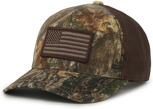 Realtree Patriotic Trucker Hat, Structured Baseball Hat, American Flag
