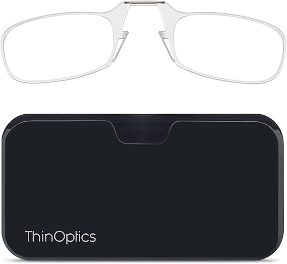ThinOptics unisex-adult Reading Glasses + Black Universal Pod Case | Clear Frames, 1.00 Strength Readers Clear Frames / Black Case, 44 mm
