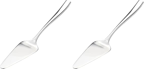 KSENDALO Pie Cake Server, Stainless Steel Pastry Spatula, Serving for Birthday, Wedding, Party, Celebration, Home, Dishwashersafe, Silver (Pack of 2)