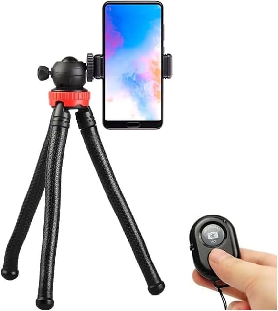 Coverzone Flexible Youtuber Twich ve Sosyal Medya Yayıncılar için 30cm Ahtapot 360 Derece 320gr Selfie Telefon Tutucu Tripod Ahtapot (Kumandalı)