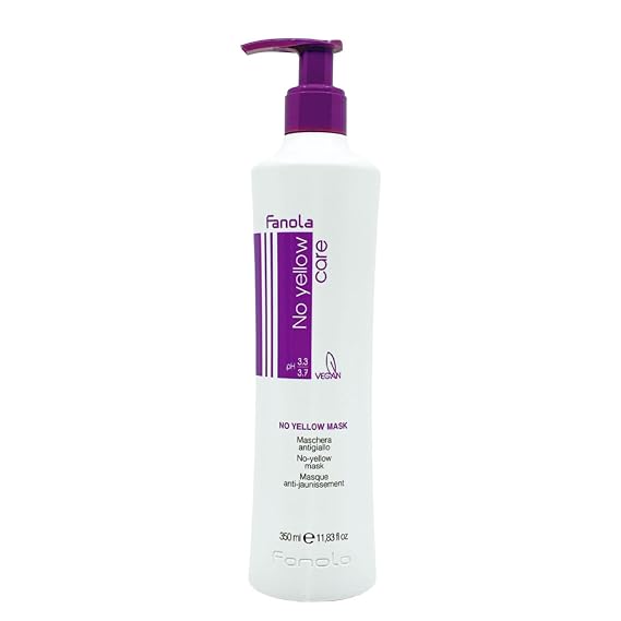 Fanola No Yellow Purple Hair Mask & Repair Treatment, 11.8 oz | Acidic pH Deep Conditioner for Blonde, Bleached & Grey Strands, Anti Brassy Tones, Color-Safe & Extending, Nourishes & Shines