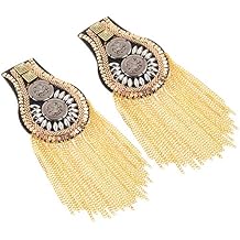 CM Fashion Star Tassel Link Chain Epaulet Shoulder Boards Badge, 1 Pair (Gold Tone(Style 2))