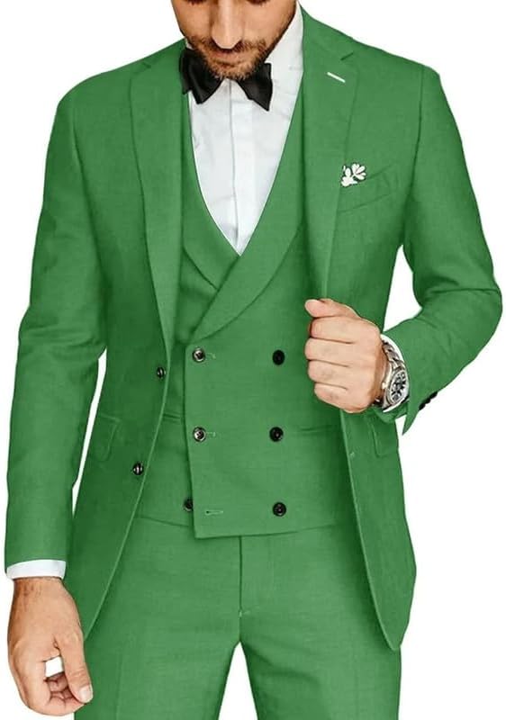 Men's Suits Slim Fit 3 Piece Suits for Men Double Breasted Suit One Button Blazer Wedding Suits Jacket Vest Pants Tuxedo Sets