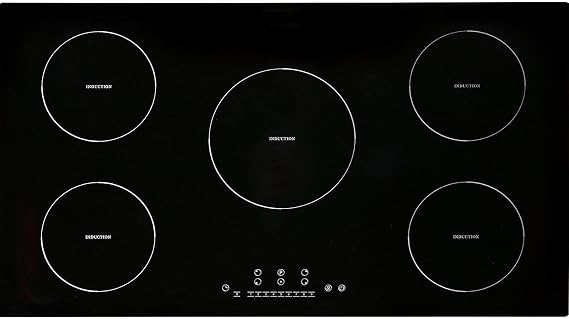 Electric Cooktop, 5 Burners, 36'' Induction Stove Top, Built-in Magnetic Cooktop 9200W, 9 Heating Level Multifunctional Burner, LED Touch Screen w/Child Lock & Over-Temperature Protection