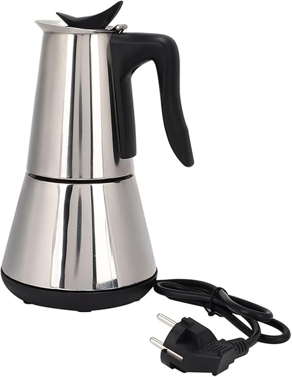 Coffee Maker Electric Moka Coffee Pot Espresso Italian Coffee Maker 6 Cups Percolator Coffee Pot Electric Stainless Steel Classic Cafe Maker (Color : Silver)