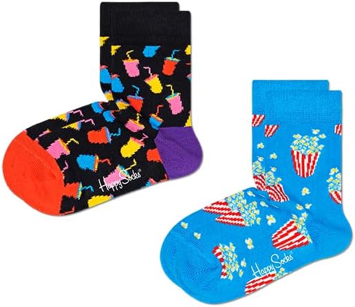 Happy Socks 2-Pack Kids Snack Sock, Black