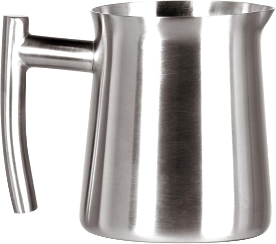 Frieling Stainless Steel Milk Frothing Pitcher - 10 oz, 18/10 Brushed Silver Stainless Steel - Milk Frothing & Steaming for Latte Art & Espresso - Creamer Pitcher - Dishwasher Safe