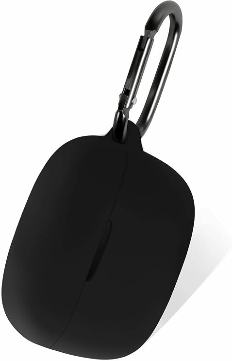 Geiomoo Silicone Carrying Case Compatible with JBL Vibe 200TWS, JBL Vibe Beam, Vibe Beam 2 Portable Scratch Shock Resistant Cover with Carabiner (Black)