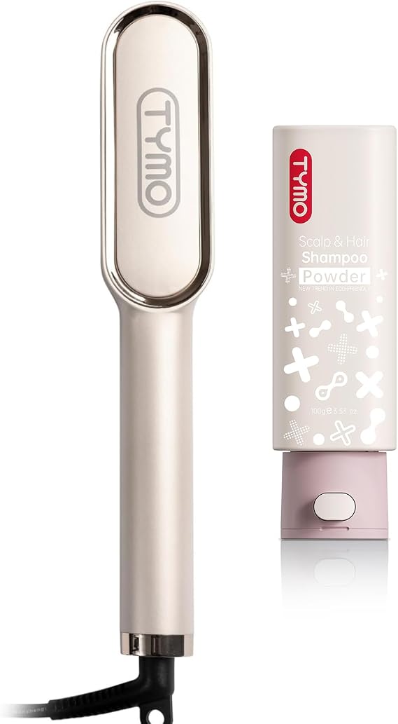 TYMO Natural Formula Clarifying Shampoo Powder + TYMO Hair Straightener Brush