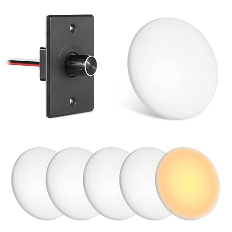 Acegoo 12V RV Dimmer Switch and RV Interior Puck Light (6pcs) Bundle