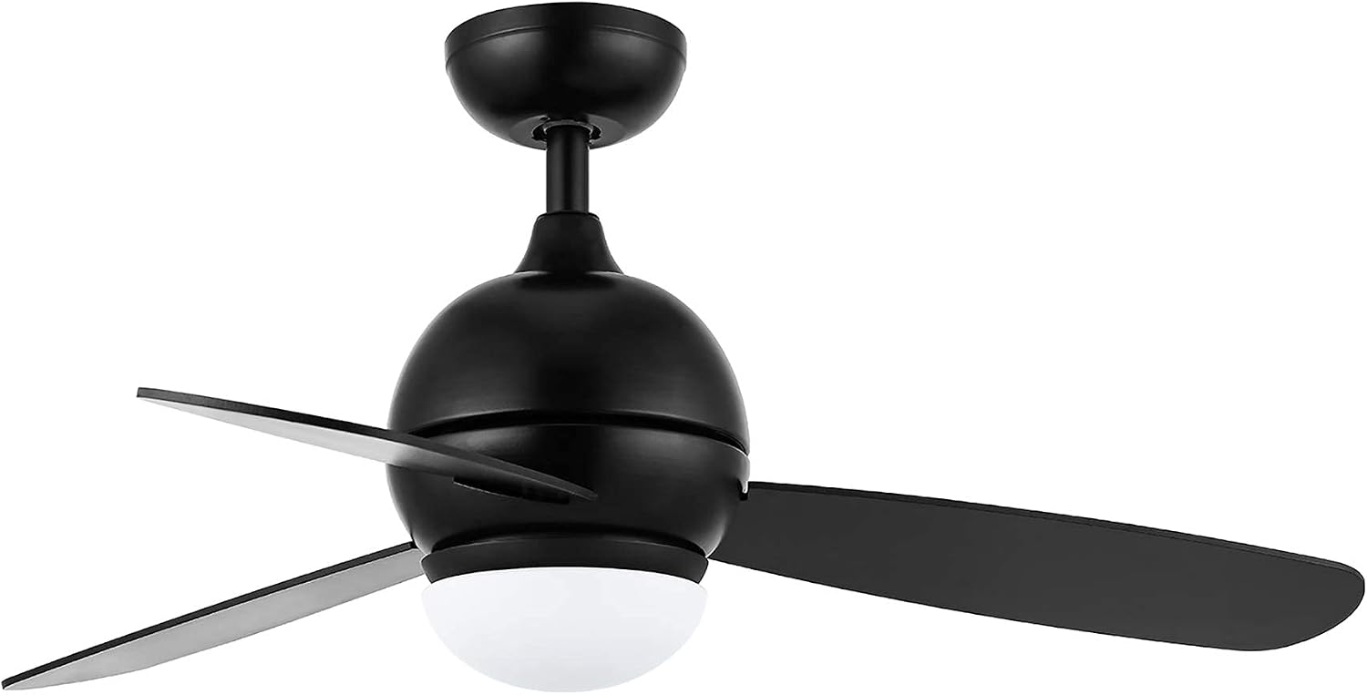 42’’ Modern Ceiling Fan with Lights Kit and Remote, Contemporary Ceiling Fan in Black and Silver Finish, 3 Reversible Blades, Dimmable LED Ceiling Fan for Kitchen Bedroom Living Room