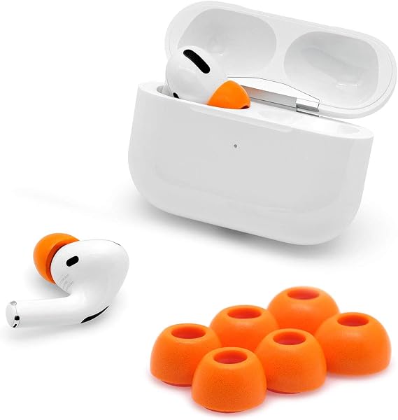 Eartune Fidelity UF-A Premium Memory Foam Tips for AirPods Pro (1st Gen & 2nd Gen) - Fits in Charging Case, Stays in Your Ears, Superb Sound Isolation, and Built-in Waxguard - Small, [Orange]