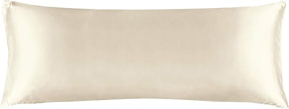 BEDELITE Satin Body Pillow Cover, 20x54 Inch, Beige, Set of 1