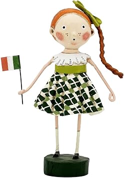ESC Lori Mitchell St. Patrick's Day Kristen Go Braugh Celtic Irish Girl with Flag Figurine, 6.5 Inches, Multicolor