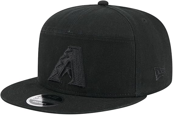 New Era 9FIFTY Black on Black Split Panel Cotton Canvas Snapback Cap, Hat (US, Alpha, One Size, Black Black, Arizona Diamondbacks)
