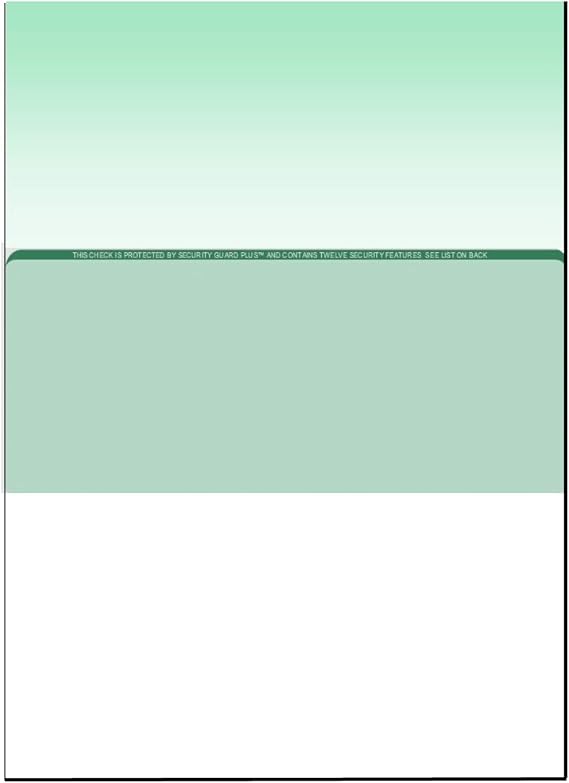 Zapco High-Security Check Paper, Green w Complex Background Pattern, 8-1/2" x 11", Microperfed with 1-Up Check, 12 Security Features - PACK OF 250 SHEETS