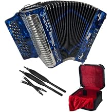 Alacran NAL3412 DLX Accordion Outfit: 34 Button, 12 Bass Accordion with Case and Straps (Fa/FBE, Dark Blue Pearl)