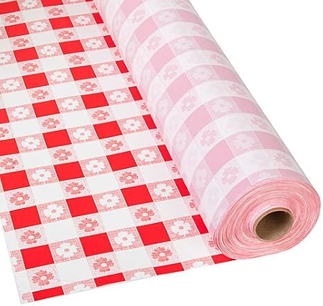 Stumps Gingham Table Cover Red Plastic 40 Inches x 300 ft Roll