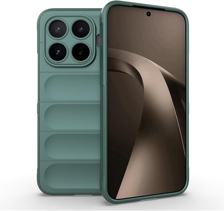 Xiaomi 17T Pro Uyumlu Etnik Oyuklu Arka Yüzey Tasarımlı Esnek Silikon Telefon Kılıfı (Koyu Yeşil)
