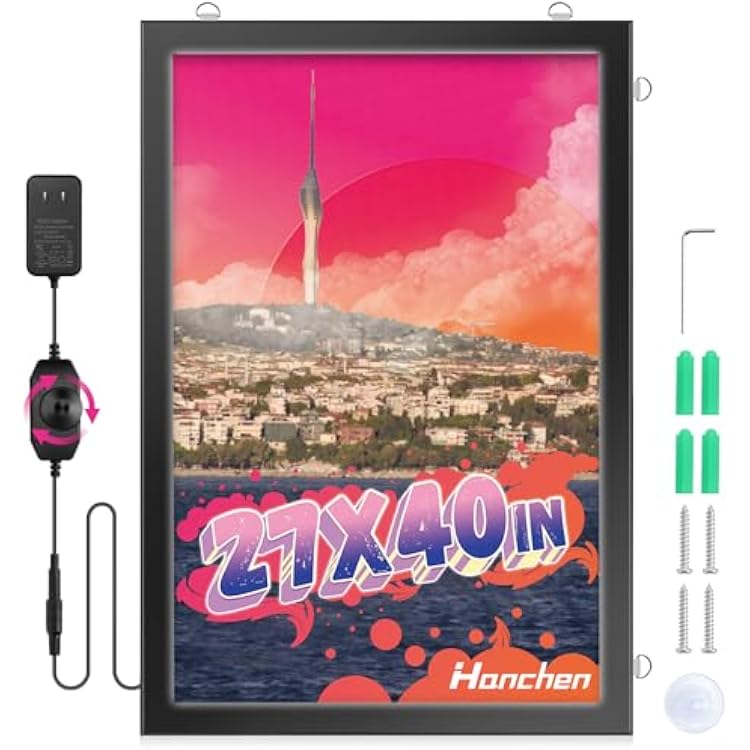 27x40 Inch Led Movie Poster Frame with Dimmer Backlit Poster Frame for Acrylic Art Poster Painting Christmas Birthday Gift for Kids Wife Husband Movie Theater Room