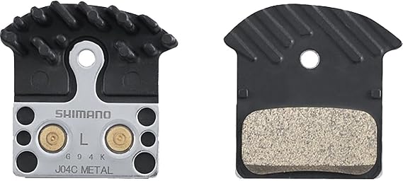 Shimano J04C Metal PAD W/FIN, W/Spring, W/Split PIN, 1 Pair | J04C-MF Metal Disc Brake Pads with Finned Alloy Backing