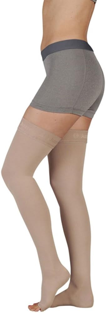 Juzo Soft 2002 Thigh-High Compression Stocking 30-40 mmHg Open Toe, Short | Silicone border, ultra-soft, breathable, medical compression stockings for men and women, opaque knit, high wearing comfort.