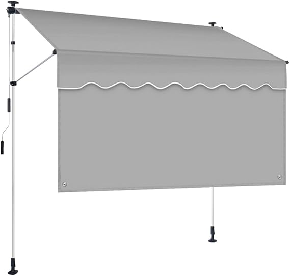 Retractable Patio Awning, Manual Retractable Awnings for Patio with Privacy Curtain, Manual Retractable Awning Adjustable angle and height for Backyard Garden Balcony(Light grey,4m/13.1ft)