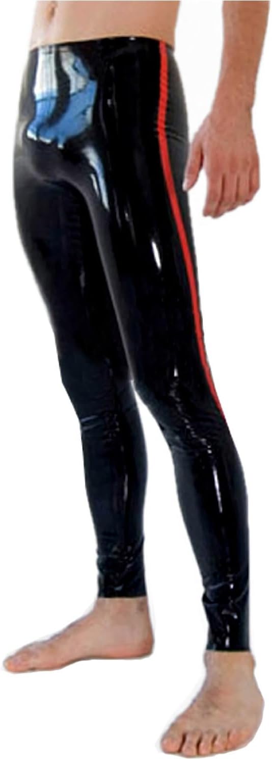 ABWL Men's Black Latex Leggings,Handmade Natural Rubber Latex Pants