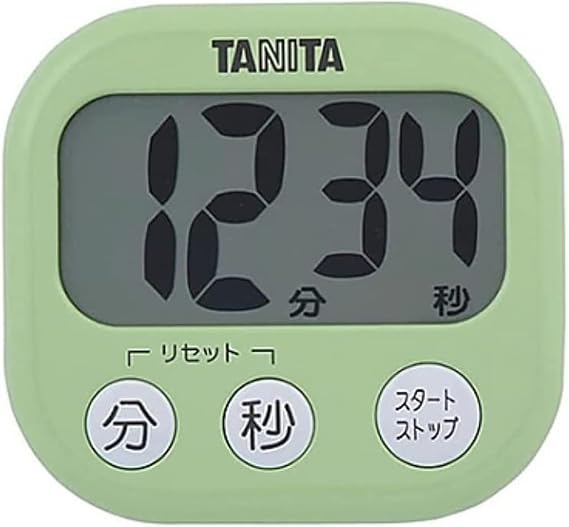 Tanita TD-384 GR Kitchen Study Learning Timer with Magnet, Large Screen, Loud Volume, 100 Minutes, Green