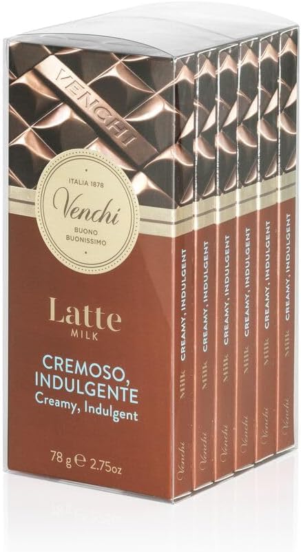 Venchi - Set of 6 Assorted Milk Bars, 468 g - Gluten Free - Great Gift Idea