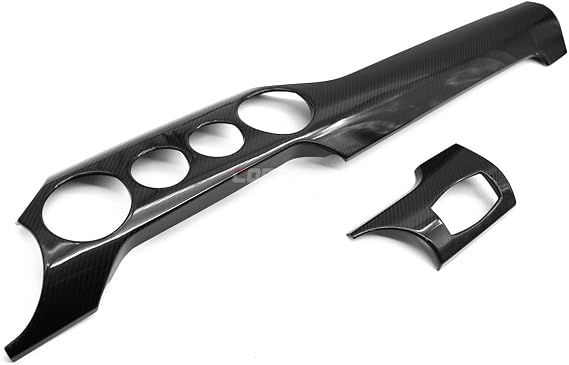 Cobra-Tek Real Dry Carbon Fiber Dashboard Compatible with Mustang S550 2015-2022 2 pieces Center Dash Trim (4 holes) - Gloss Black
