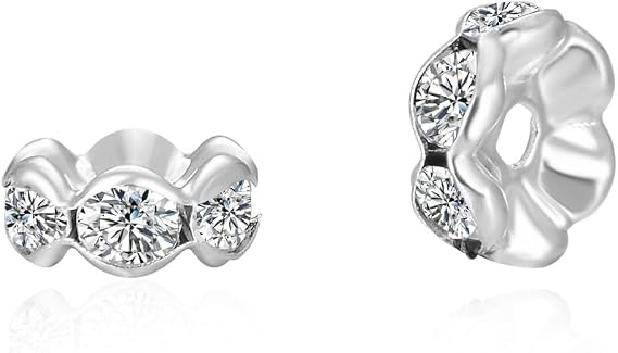 200pcs Adabele Grade A 10mm Flower Rhinestone Rondelle Beads Silver Plated