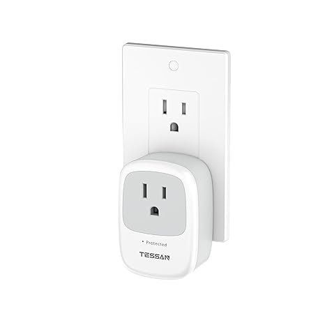 TESSAN Single Outlet Wall Surge Protector with 1050J Surge Protector, Grey | Portable Wall Outlet with single plug surge protector for Appliances, Computer, Refrigerator, Treadmill, Massage Chair, 1875W