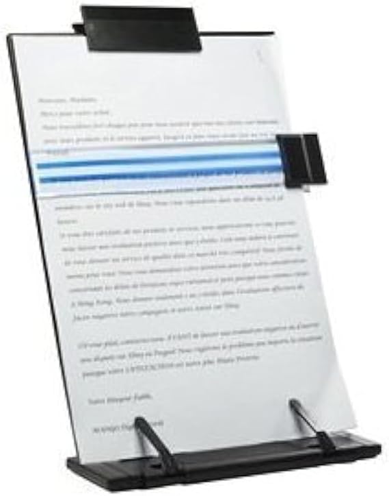 Black metal desktop document book holder with 7 adjustable positions